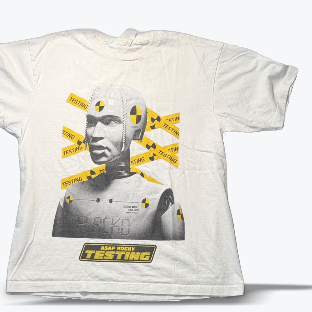 ASAP Rocky T Shirt Testing Album Graphic White Streetwear Medium M